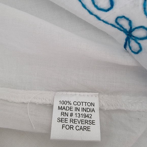 Embroidered Top White/Blue, Long sleeve, size S, 100% Cotton - Picture 5 of 5